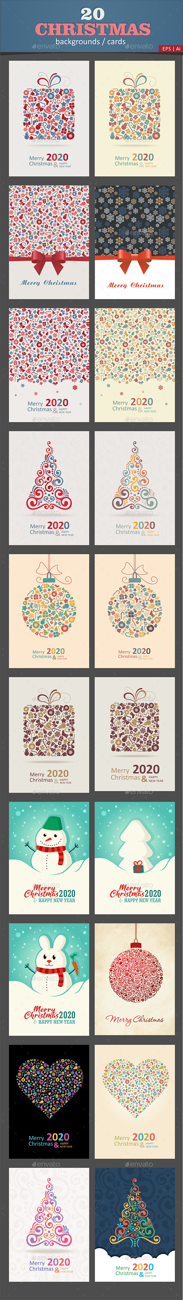 20 Christmas Cards / Backgrounds Vector