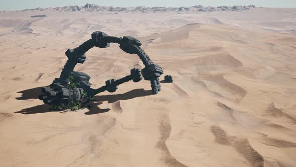 Old Rusted Alien Spaceship in Desert. Ufo