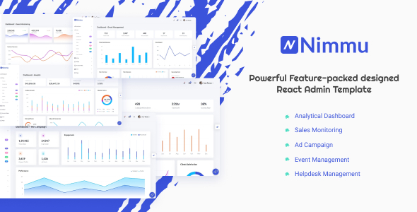 Nimmu - React + HTML + Dark Admin Template