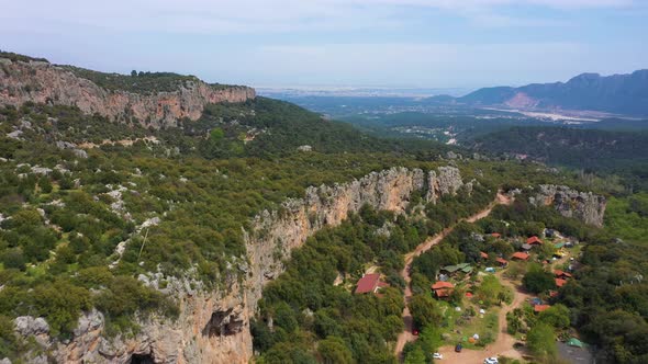 Cliffs and Crags of Geyikbayiri Village on Sunny Day