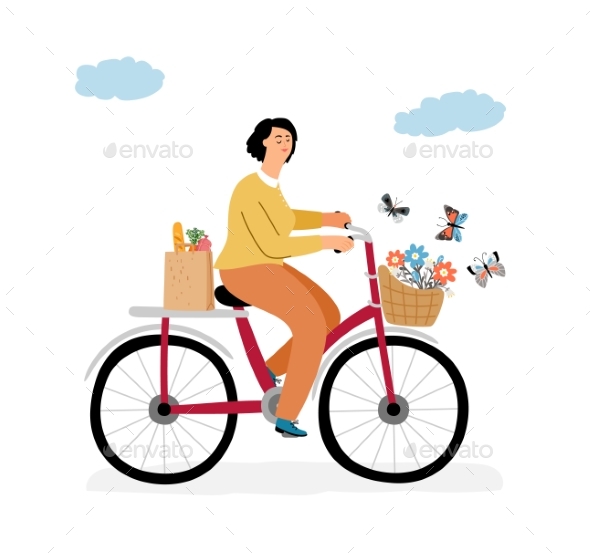Woman on Bicycle Concept