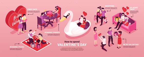 Dating Valentine Isometric Composition
