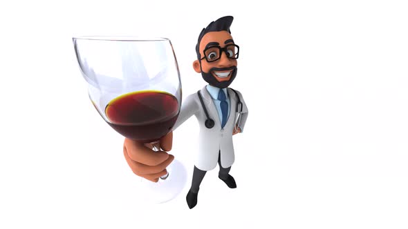 Fun 3D cartoon indian doctor with alpha alt