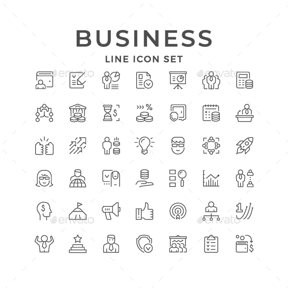 Set Line Icons of Business