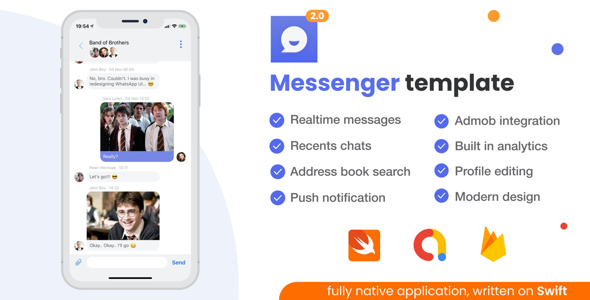 iOS Messenger Template v2 + Firebase Firestore + AdMob