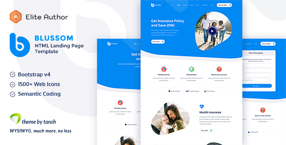 Blussom Insurance Service Landing Page Template