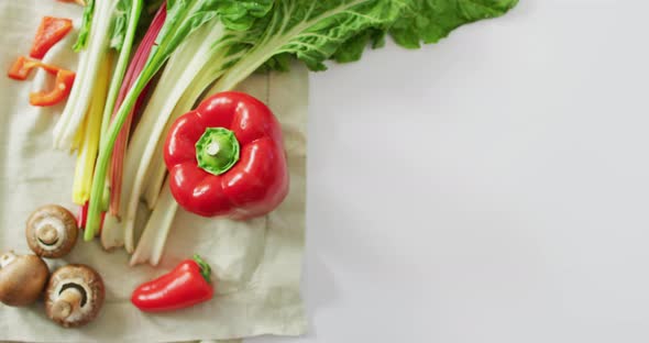 Video of fresh vegetables on white background