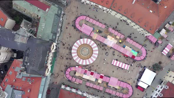 Bird's Eye View of a Festive Christmas Market in a City