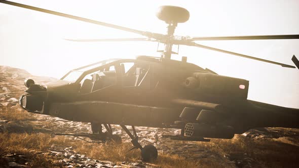 Military Helicopter in Mountains at War