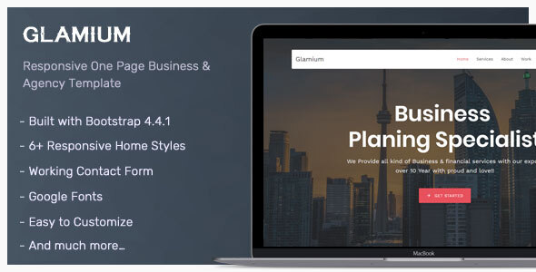 Glamium - One Page Multipurpose HTML5 Template