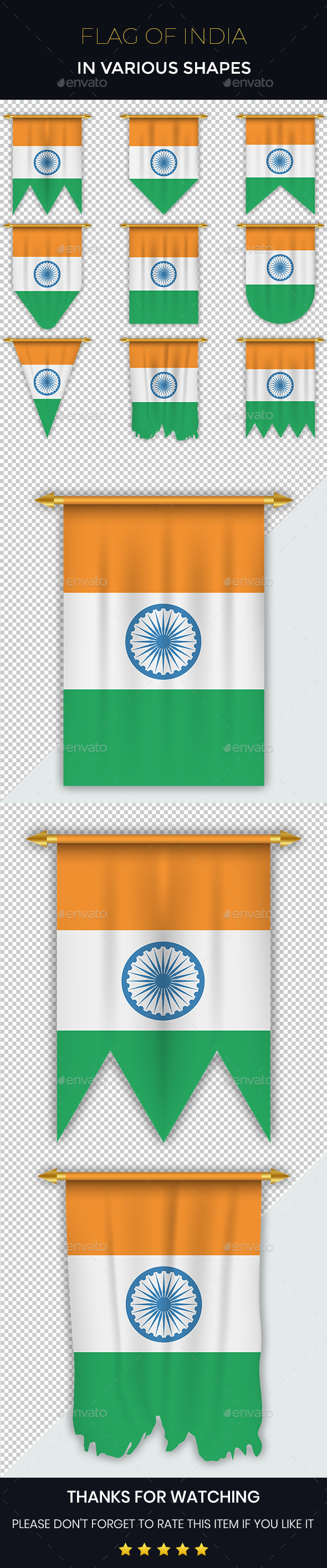 India Flag In Various Shapes