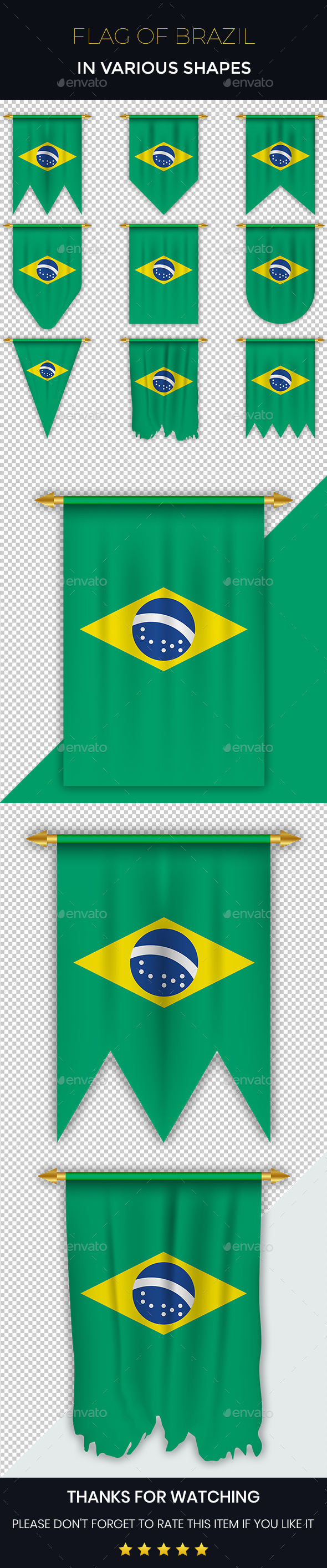Brazil Flag in Various Shapes