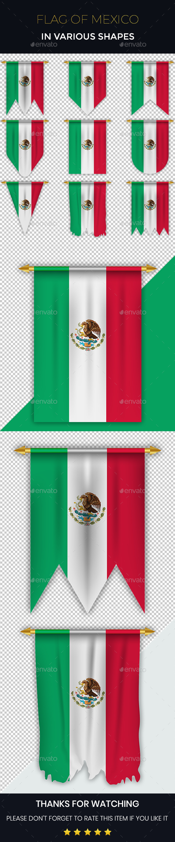 Mexico Flag in Various Shapes