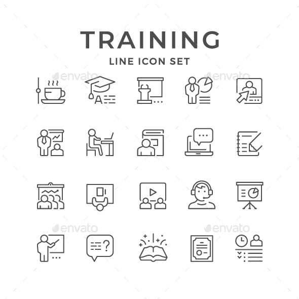 Set Line Icons of Training