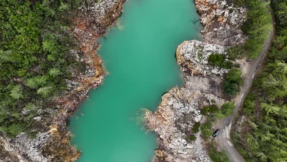 Mountain river texture Aerial View 4 K Alanya Turkey