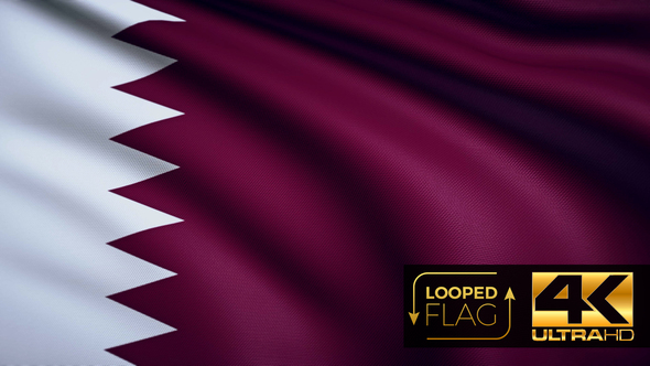 Flag 4K Qatar On Realistic Looping Animation With Highly Detailed Fabric