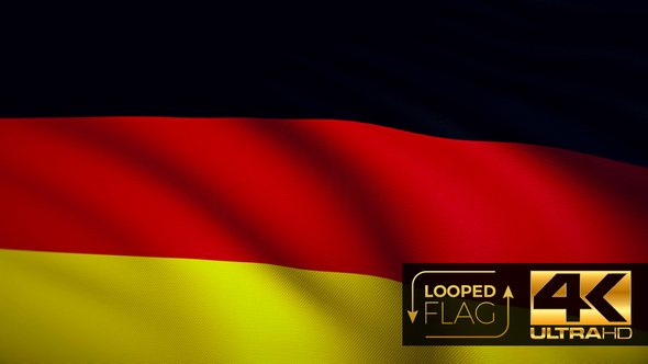 Flag 4K Germany On Realistic Looping Animation With Highly Detailed Fabric