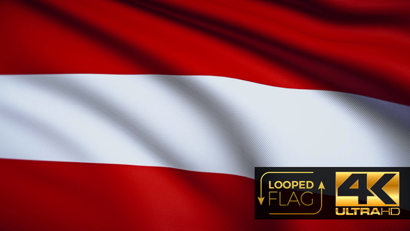 Flag 4K Austria On Realistic Looping Animation With Highly Detailed Fabric