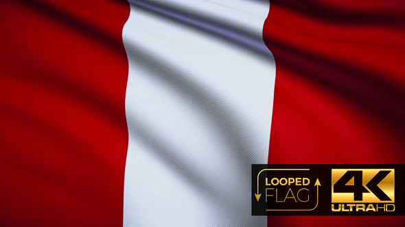 Flag 4K Peru On Realistic Looping Animation With Highly Detailed Fabric