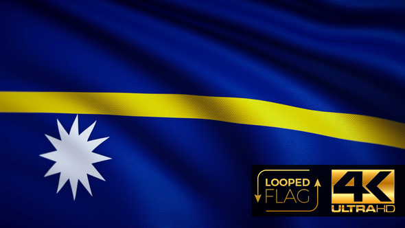 Flag 4K Nauru On Realistic Looping Animation With Highly Detailed Fabric