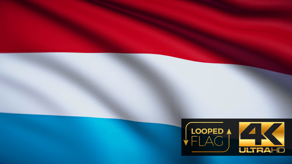 Flag 4K Luxembourg On Realistic Looping Animation With Highly Detailed Fabric