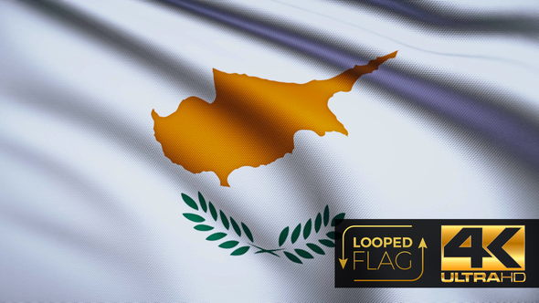 Flag 4K Cyprus On Realistic Looping Animation With Highly Detailed Fabric