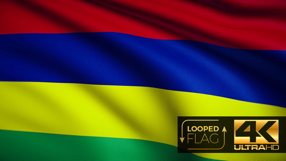 Flag 4K Mauritius On Realistic Highly Detailed Fabric