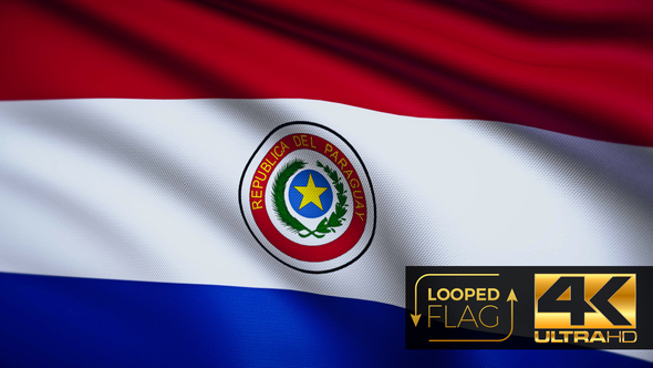 Flag 4K Paraguay On Realistic Highly Detailed Fabric