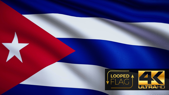 Flag 4K Cuba On Realistic Looping Animation With Highly Detailed Fabric