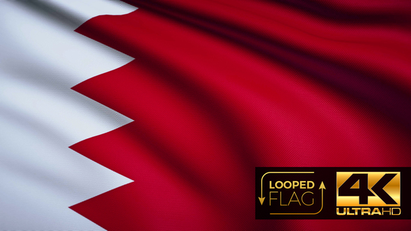 Flag 4K Bahrain On Realistic Looping Animation With Highly Detailed Fabric