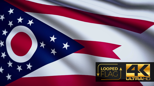 Flag 4K Ohio On Realistic Looping Animation With Highly Detailed Fabric