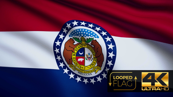 Flag 4K Missouri On Realistic Looping Animation With Highly Detailed Fabric