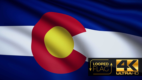 Flag 4K Colorado On Realistic Looping Animation With Highly Detailed Fabric