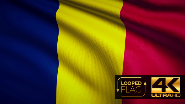 Flag 4K Chad On Realistic Looping Animation With Highly Detailed Fabric