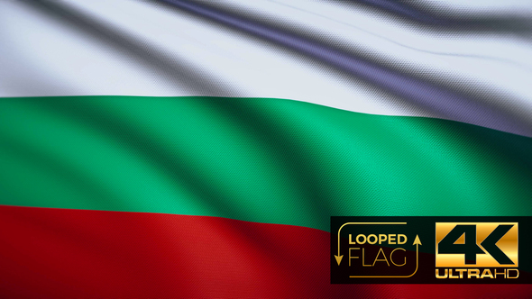 Flag 4K Bulgaria On Realistic Looping Animation With Highly Detailed Fabric
