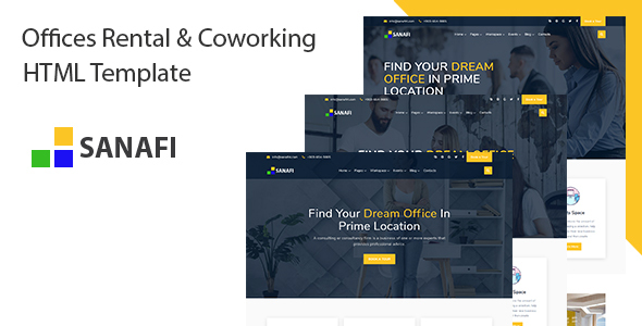 Sanafi - Coworking Space & Office Rental HTML Template