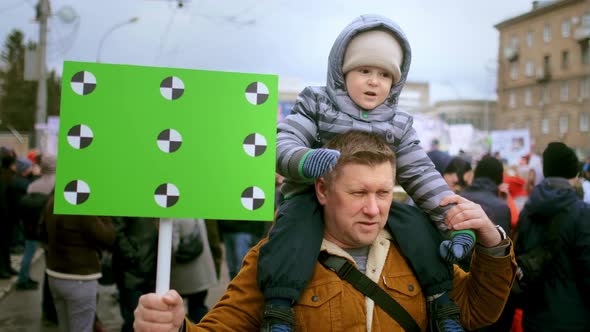 Protesters Family at Political Strike Against Anti Refugees Migrants Campaign