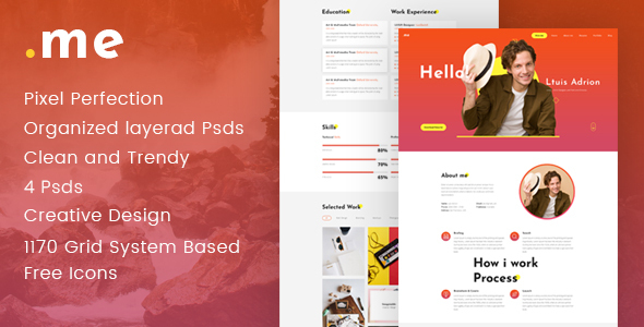 .Me – CV Resume and Personal Portfolio PSD Template – 0 Sold!