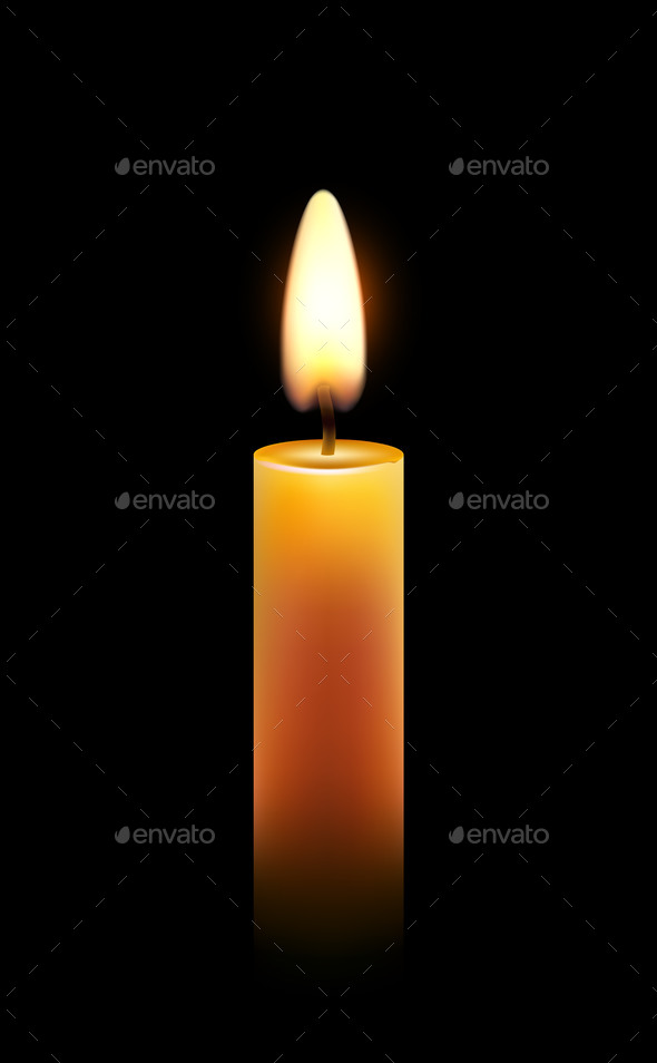 Vector Wax Candle Flame Isolated Light Background