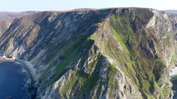 Flying Above the Cobblers Tower at Glenlough Bay Between Port and Ardara in County Donegal is