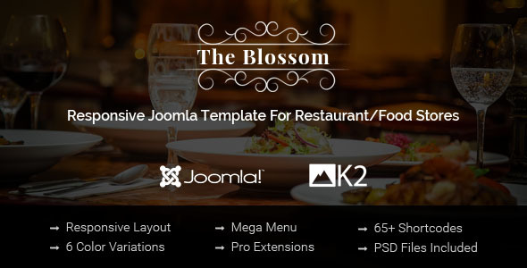 Blossom – Responsive Joomla Template For Restaurant/Food stores