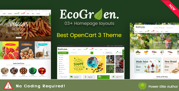 EcoGreen - Multipurpose Responsive OpenCart 3 Theme With Mobile Layouts (Organic Food Topic)