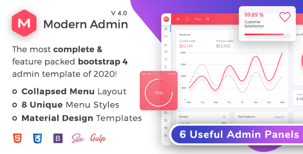 Modern Admin - Clean Bootstrap 4 Dashboard HTML Template + Material Design