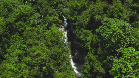 Water falling from the Jima waterfall in Bonao, Dominican Republic