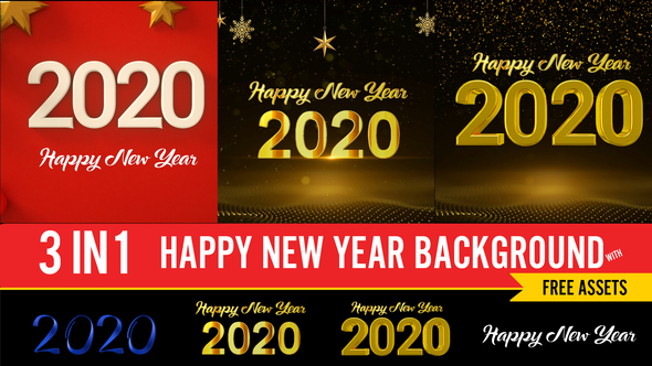 Happy New Year 2020 3 in 1  background