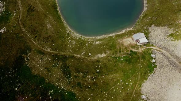 Above Mountain Lake, Drone Shot