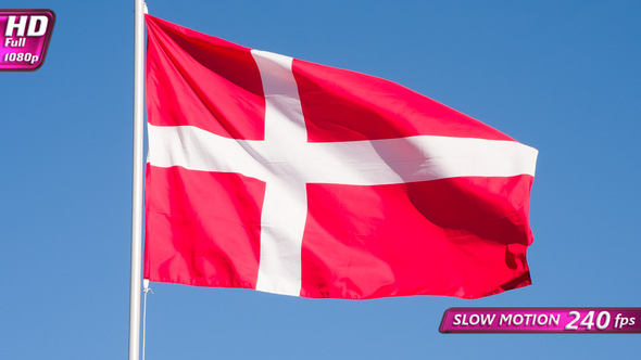 Flag Of Denmark Waves The Wind