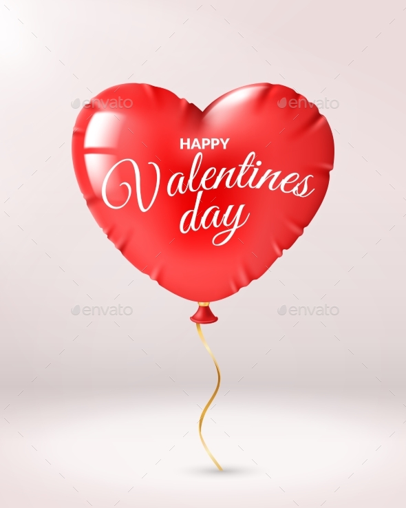 Heart Balloon Valentines Day Red Heart Shape