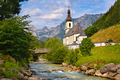 Alpine church with a mountain stream in Germany - PhotoDune Item for Sale