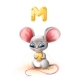 Cute Cartoon Mouse Holds Cheese on a White - GraphicRiver Item for Sale